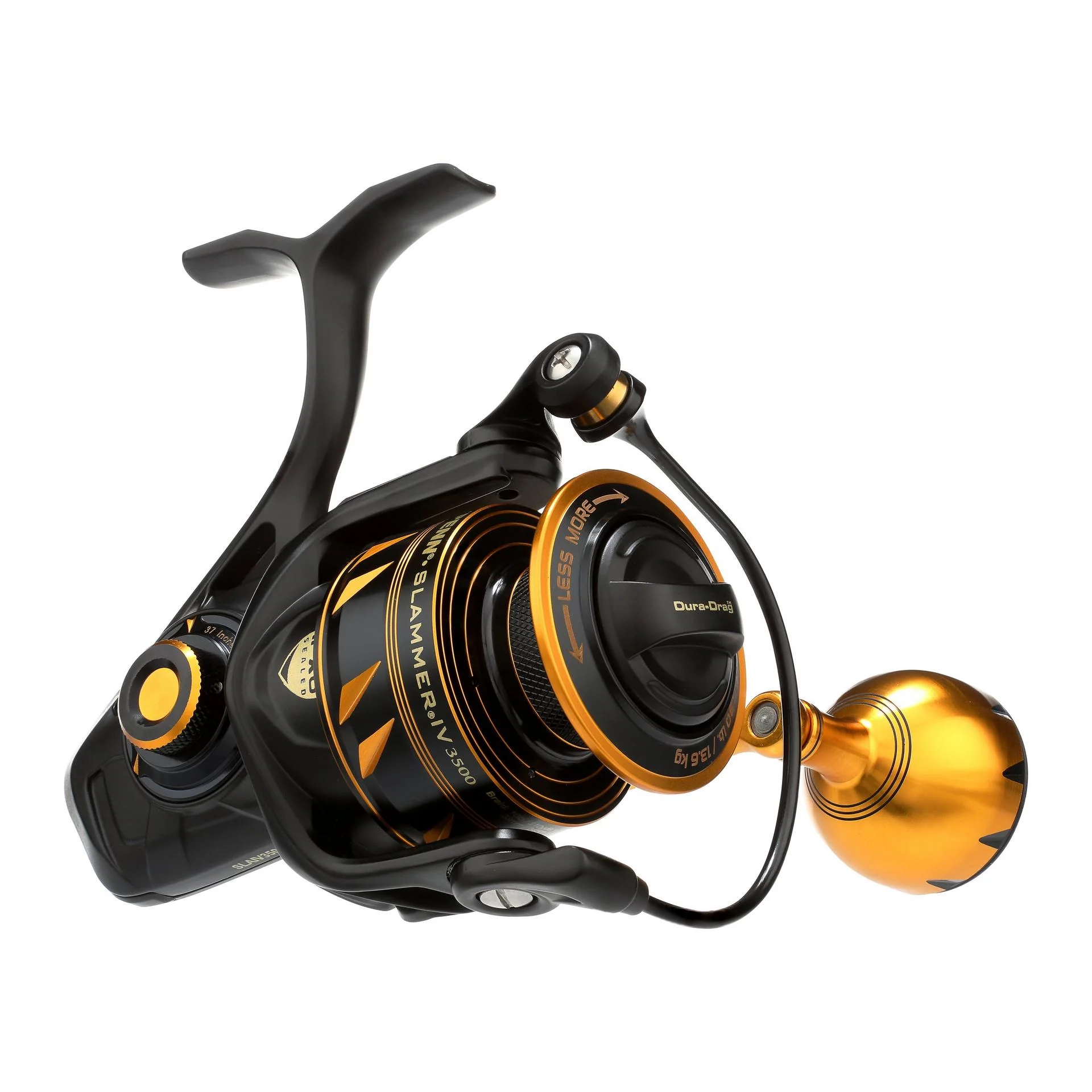 Premium spinning reel product shot on clean studio background