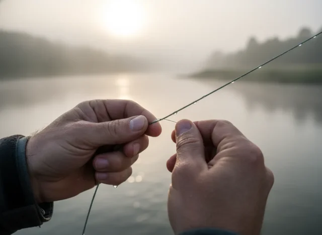 Correct fishing leader line length on rod