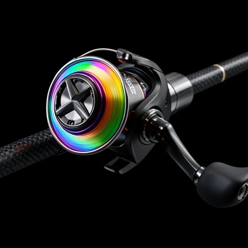 A close-up of the AKAKUMA colorful metal spinning reel showing its anodized finish and sturdy construction.