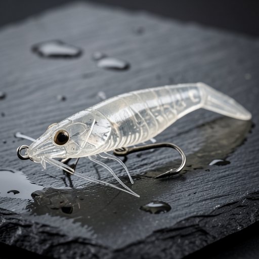 A pre-rigged 9cm soft bait shrimp lure with an integrated hook.